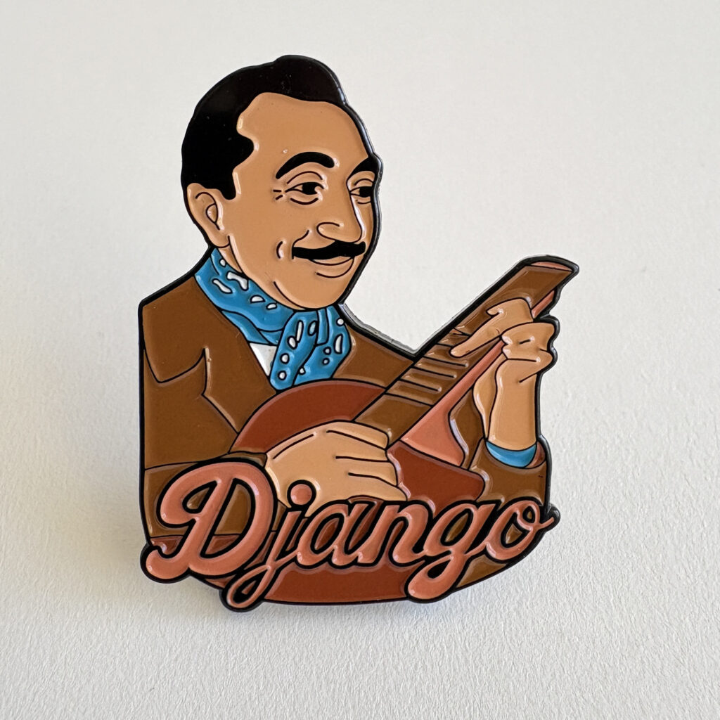 Django Reinhardt Gypsy Jazz Guitar Enamel Badge