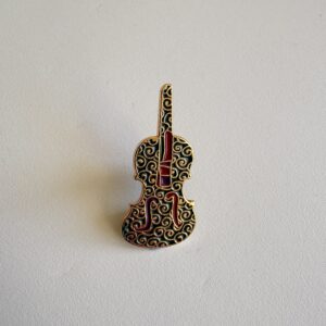 Violin Enamel Art Deco Pin